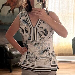 Hale Bob silk BOHO Floral Sleeveless V-Neck Top